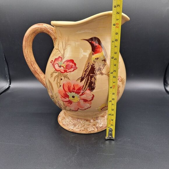 Burton & Burton Lowden Fields Ceramic Pitcher With Birds And Flowers - Picture 8 of 10